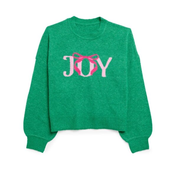 NWT Shiraleah Joy Sweater Size Small, Green Holiday Pullover with Pink Bow - Picture 9 of 12